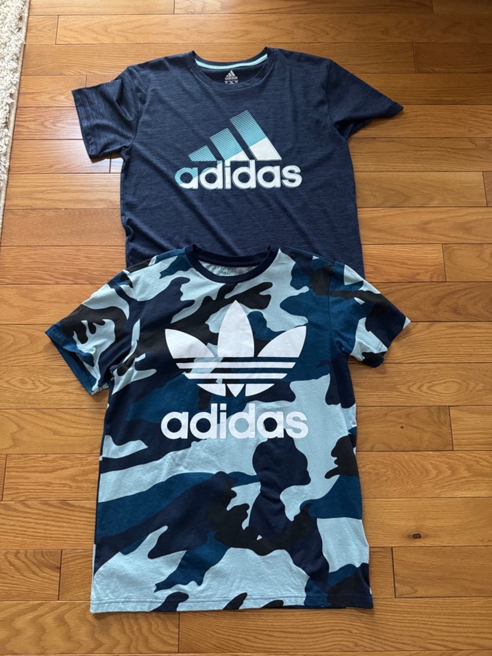 Adidas Boys' Short Sleeve Tees - Navy & Blue Camo